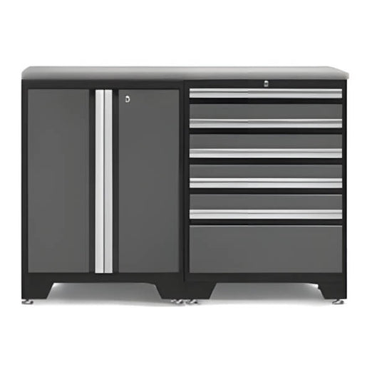 NewAge Garage Cabinets - PRO Grey 3-Piece Work Station with Stainless Steel Top