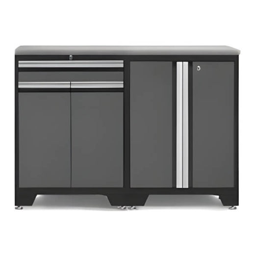 NewAge Garage Cabinets - PRO Grey 3-Piece Workbench Set with Stainless Steel Top