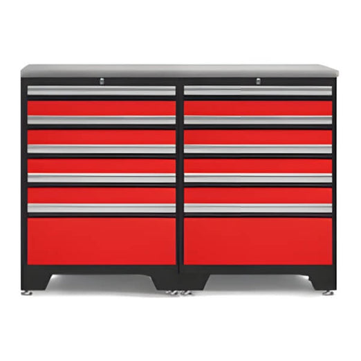 NewAge Garage Cabinets - PRO Red 3-Piece Garage Cabinet Set with Stainless Steel Top