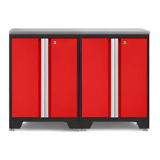 NewAge Garage Cabinets PRO Red 3-Piece Work Station with Stainless Steel Top-Garage Giant