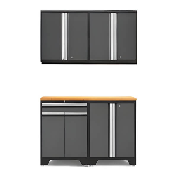PRO Grey 5-Piece Workbench Setup with Bamboo Top - Garage Giant