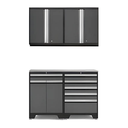 NewAge Garage Cabinets - PRO Grey 5-Piece Workbench Set with Stainless Steel Top