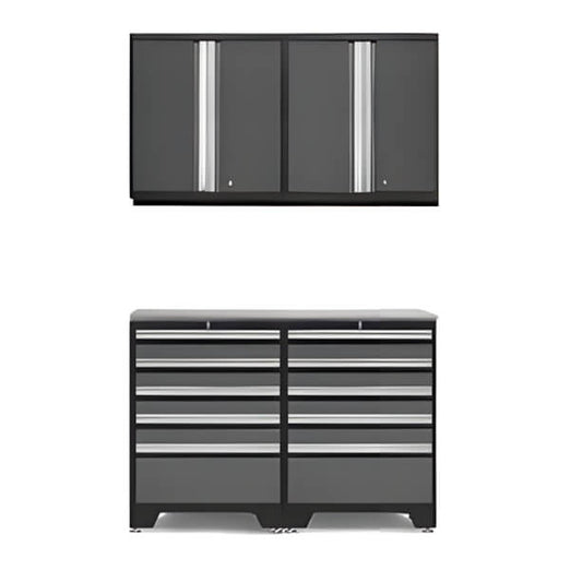 NewAge Garage Cabinets - PRO Grey 5-Piece Workbench System with Stainless Steel Top