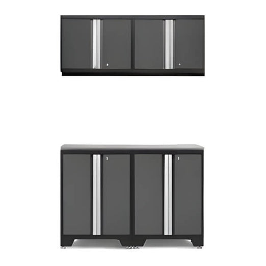 NewAge Garage Cabinets - PRO Grey 5-Piece Work Station with Stainless Steel Top