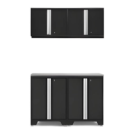 NewAge Garage Cabinets - PRO Black 5-Piece Work Station with Stainless Steel Top