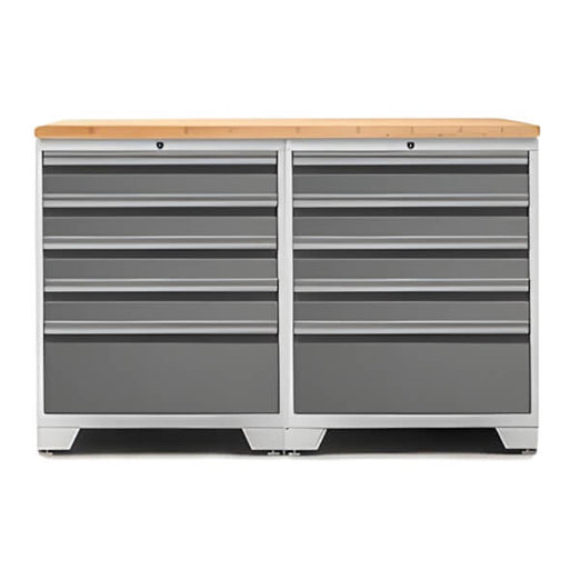 NewAge Garage Cabinets PRO Platinum 3-Piece Garage Cabinet Set with Bamboo Top-52404 + 32257-Garage Giant