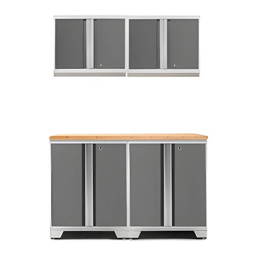 NewAge Garage Cabinets - PRO Platinum 5-Piece Work Station with Bamboo Top