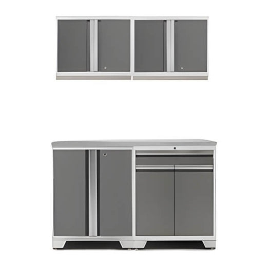 NewAge Garage Cabinets PRO Platinum 5-Piece Workbench Setup with Stainless Steel Top-Garage Giant