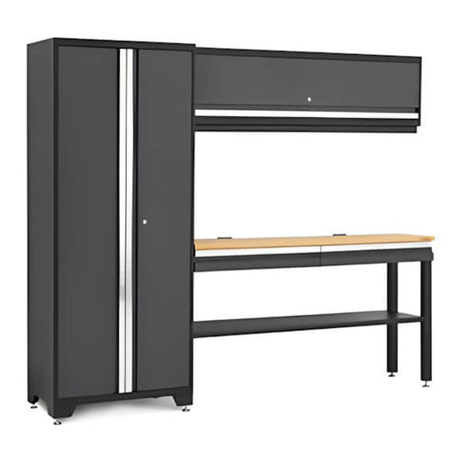 NewAge Garage Cabinets BOLD Series Grey All In One 4-Piece Set with Bamboo Top-73501-Garage Giant
