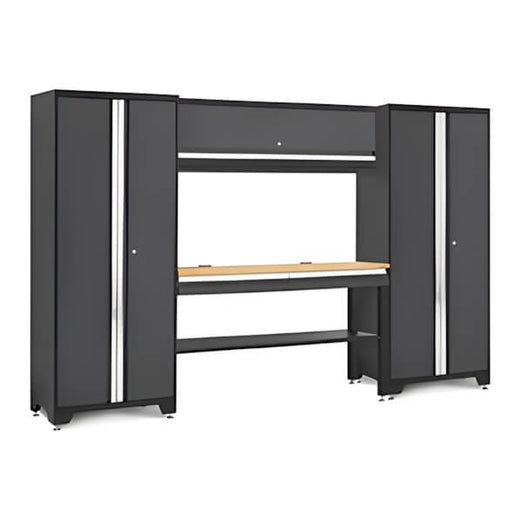 NewAge Garage Cabinets BOLD Series Grey All In One 5-Piece Set with Bamboo Top-73509-Garage Giant