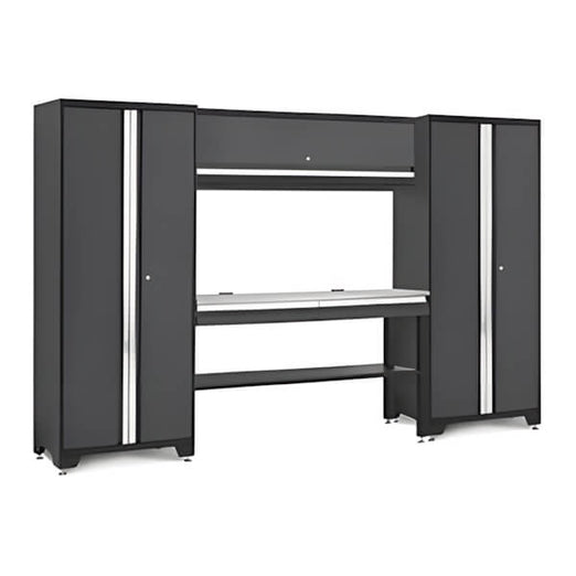 NewAge Garage Cabinets BOLD Series Grey All In One 5-Piece Set with Stainless Steel Top-73513-Garage Giant