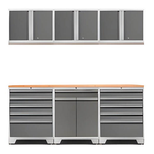NewAge Garage Cabinets PRO Platinum 7-Piece Garage Cabinet Set with Bamboo Top-Garage Giant