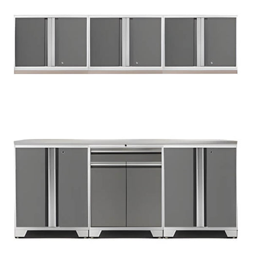NewAge Garage Cabinets - PRO Platinum 7-Piece Workbench Setup with Stainless Steel Top