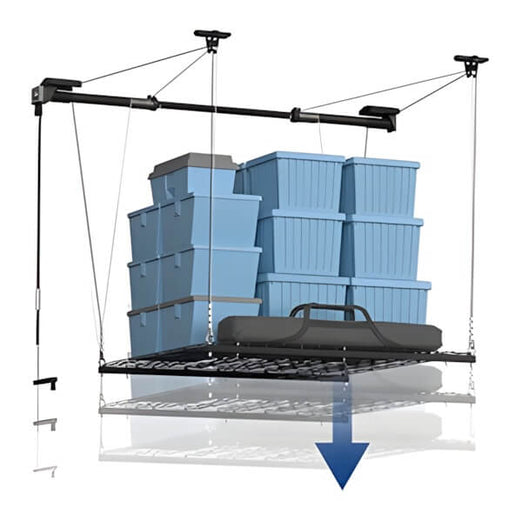 Fleximounts 4' x 4' Overhead Garage Storage Lift-FLX-GL1-BLK-Garage Giant