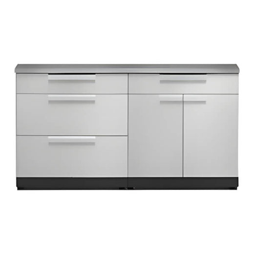 NewAge Outdoor Kitchens Stainless Steel 3-Piece Outdoor Kitchen Set with Countertops and Covers-70004 + 70003 + 65802 + 65872 + 65881-Garage Giant