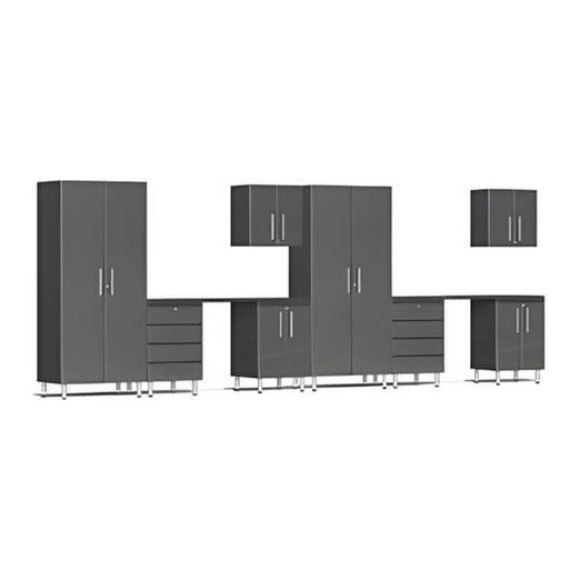 Ulti-MATE Garage 10-Piece Garage Cabinet Kit with Channeled Worktops in Graphite Grey Metallic-Garage Giant