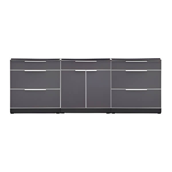 NewAge Outdoor Kitchens Aluminum Slate Grey 3-Piece Outdoor Kitchen Set (No Countertop)-70203-2 + 70204-Garage Giant