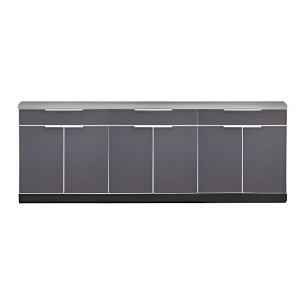 NewAge Outdoor Kitchens Aluminum Slate Grey 4-Piece Outdoor Kitchen Set with Countertops and Covers-70204-3 + 65804 + 65874 + 65881-Garage Giant