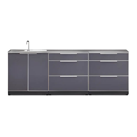 NewAge Outdoor Kitchens Aluminum Slate Grey 4-Piece Outdoor Kitchen Set with Countertops and Covers-70202 + 70203-2 + 65802 + 65874 + 65881-Garage Giant
