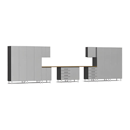 Ulti-MATE Garage 12-Piece Garage Cabinet Kit with Bamboo Worktop in Stardust Silver Metallic-UG23122S-Garage Giant