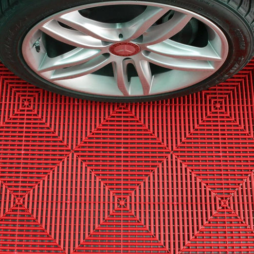 Swisstrax Ribtrax Pro Racing Red Garage Floor Tile (24-Pack) - 504.000.300C-24PK