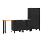 Armadillo Tough Black 4-Piece Garage Cabinet Set with Levelers and Casters-AR4PC12B-Garage Giant