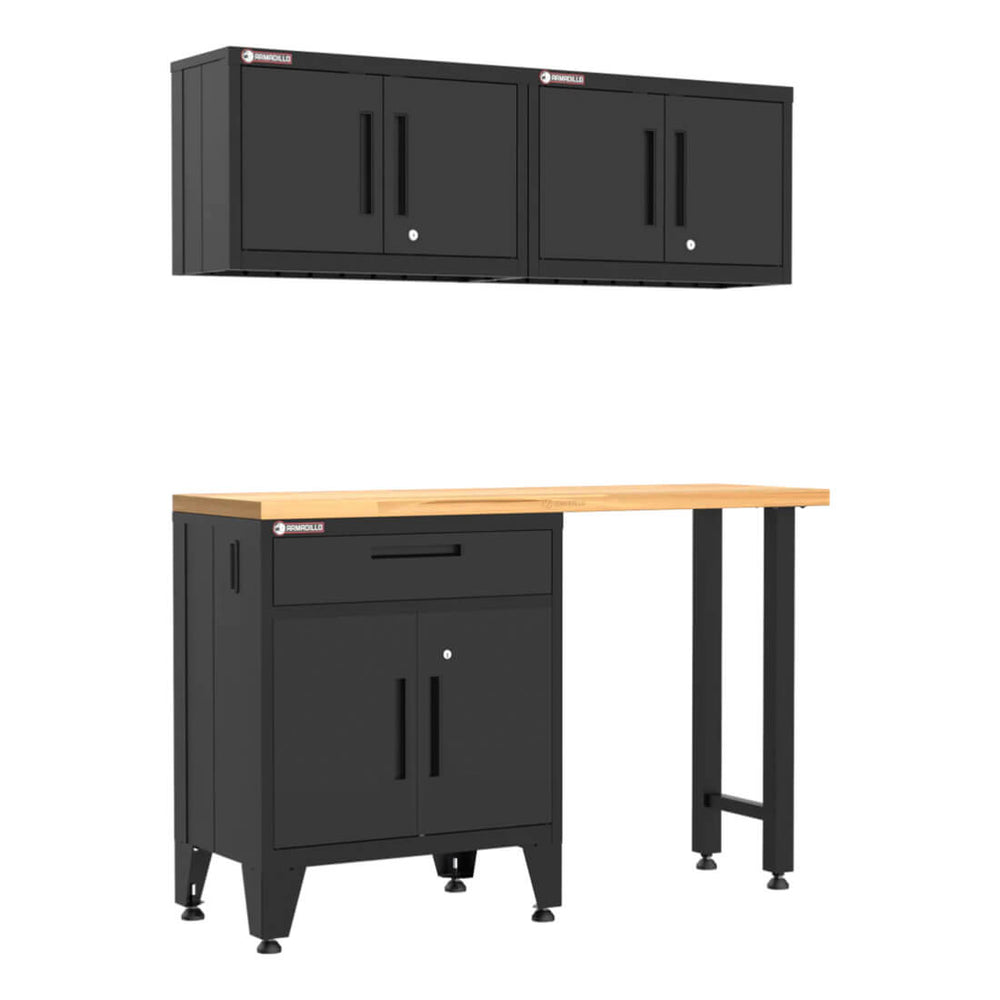 Armadillo Tough Black 4-Piece Garage Cabinet Combo with Levelers-AR4PC37B-Garage Giant
