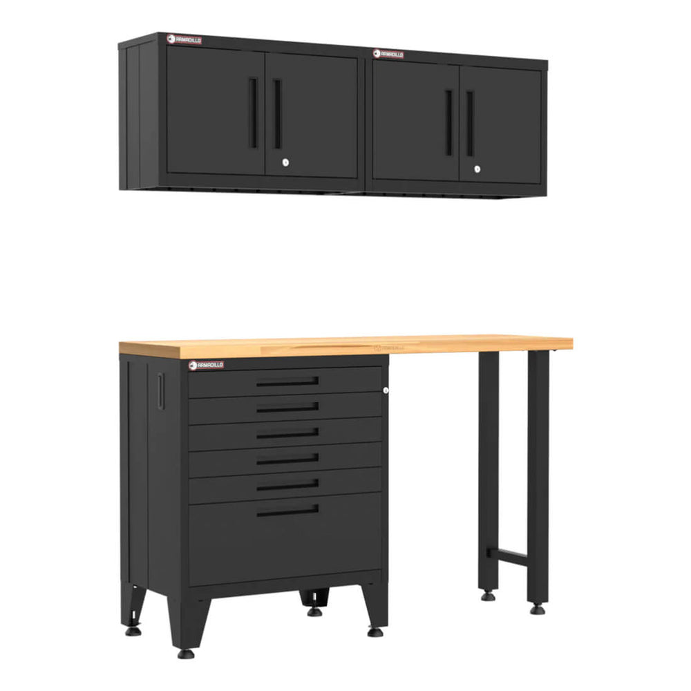 Armadillo Tough Black 4-Piece Garage Cabinet System with Levelers-AR4PC38B-Garage Giant