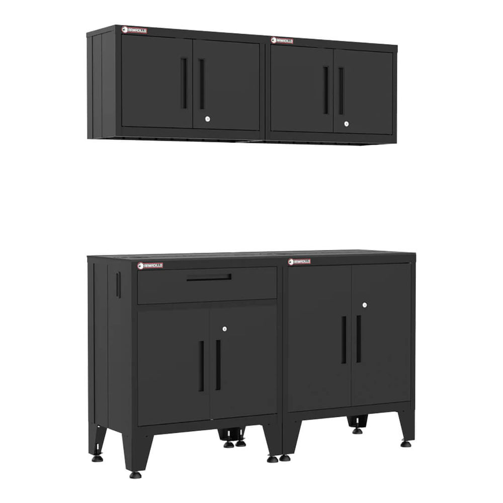 Armadillo Tough Black 4-Piece Garage Cabinet Storage System with Levelers-AR4PC81B-Garage Giant
