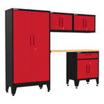 Armadillo Tough Red 5-Piece Garage Cabinet Configuration with Levelers-AR5PC41R-Garage Giant