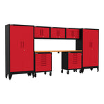 Armadillo Tough Red 8-Piece Garage Cabinet System with Levelers and Casters-AR8PC23R-Garage Giant