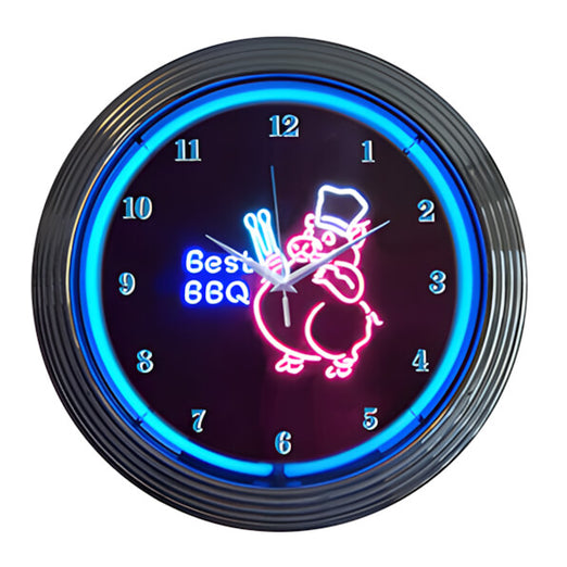 Neonetics 15-Inch BBQ Pig Neon Clock | 8BBQPI | Garage Giant