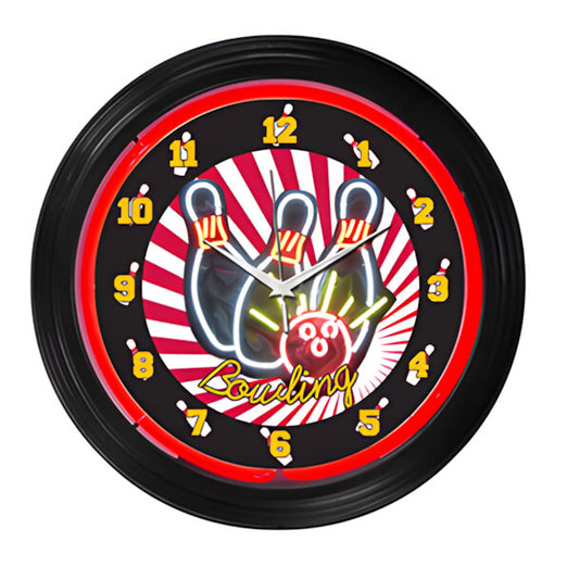 Neonetics 15-Inch Bowling Neon Clock | 8BOWLX | Garage Giant