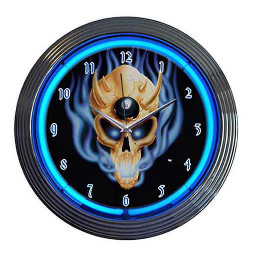 Neonetics 15-Inch 8 Ball Skull Neon Clock | 8BSKUL | Garage Giant