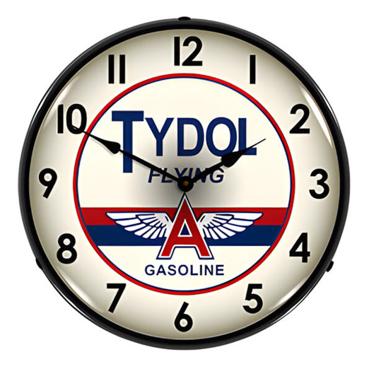Collectable Sign and Clock Tydol Flying A Gasoline Backlit Wall Clock | 1002241 | Garage Giant