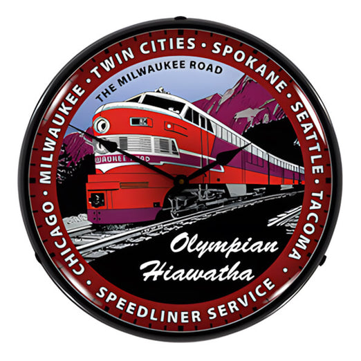 Collectable Sign and Clock Olympian Hiawatha Backlit Wall Clock | 710086 | Garage Giant