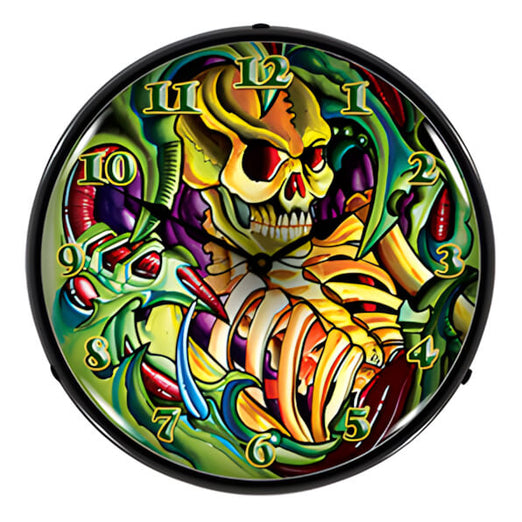 Collectable Sign and Clock Tattoo Skull Backlit Wall Clock | 711164 | Garage Giant