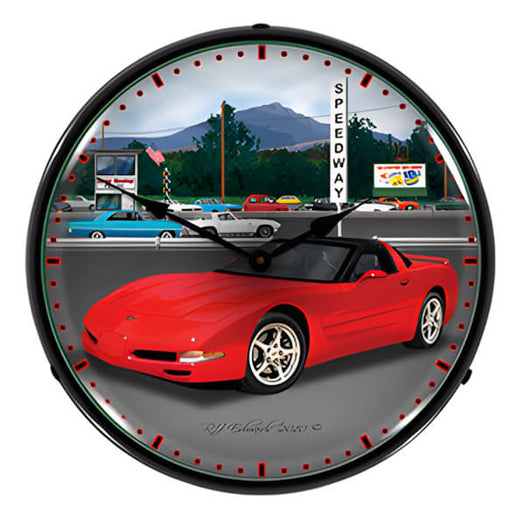 Collectable Sign and Clock Chevy Corvette Raceway Backlit Wall Clock | GMRE1010274 | Garage Giant