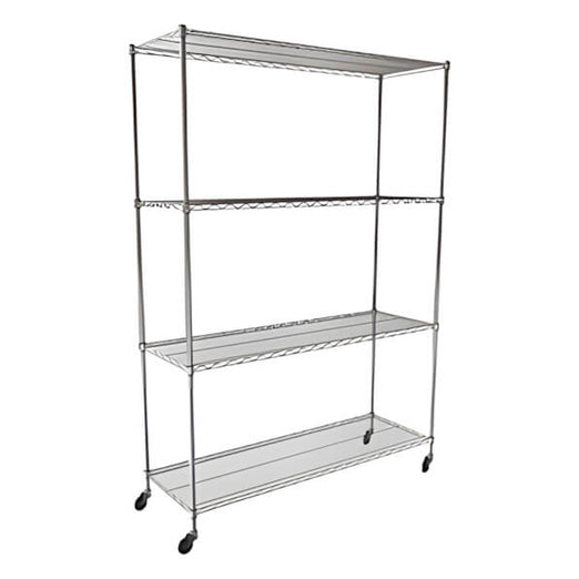 SafeRacks NSF 4-Tier Wire Shelving Rack with Wheels - 60 x 72 x 24-WS-602472-ZW4-Garage Giant