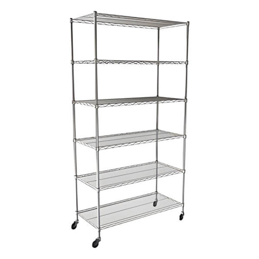 SafeRacks NSF 6-Tier Wire Shelving Rack with Wheels - 48 x 72 x 18-WS-481872-ZW6-Garage Giant