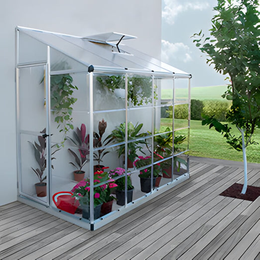 Palram-Canopia Hybrid Lean-To 4' x 8' Greenhouse (Silver) | HG5548 | Garage Giant