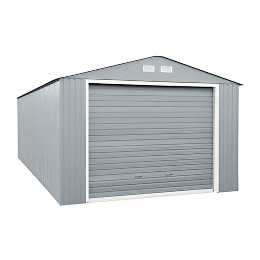 DuraMax Imperial 12' x 26' Metal Garage (Light Grey / White)-55152-Garage Giant