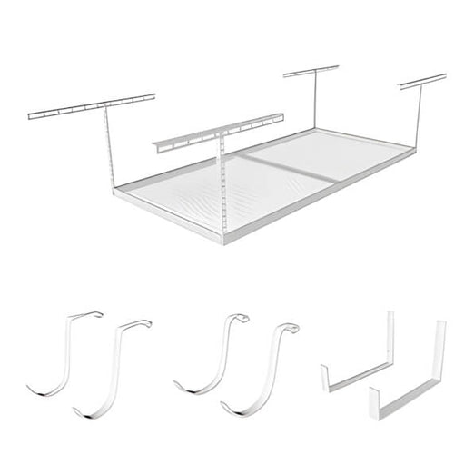 SafeRacks 4 x 8 Overhead Storage 18-31-Inch Drop Combo (Includes 2 Racks and 18 Hooks)-SR-4x8-W Pack 18 Combo-Garage Giant