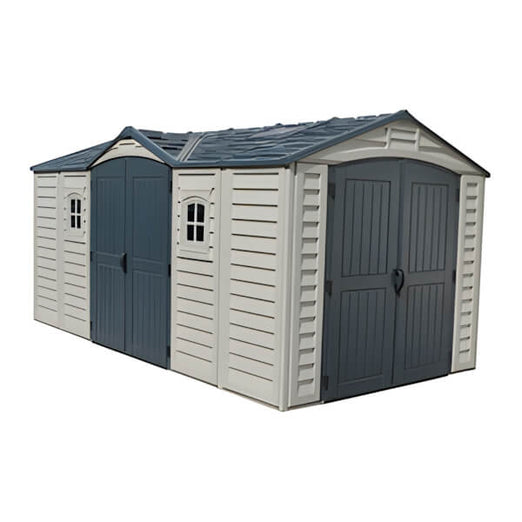DuraMax Woodbridge 15' x 8' Apex Vinyl Shed with Foundation Kit-40216-Garage Giant