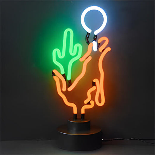 Neonetics Coyote Moon Cactus Neon Sculpture-4COYOT-Garage Giant