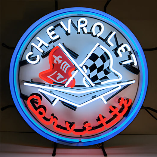 Neonetics Corvette Flags 24-Inch Neon Sign-5CORBL-Garage Giant