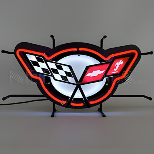 Neonetics Corvette C5 Flags 24-Inch Neon Sign-5CRVC5-Garage Giant