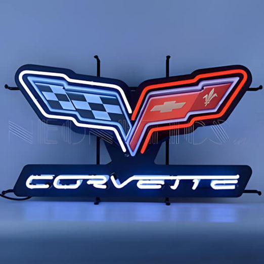 Neonetics Corvette C6 Flags 30-Inch Neon Sign-5CRVC6-Garage Giant