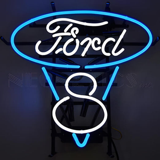 Neonetics Ford V8 on Metal Grid 22-Inch Neon Sign-5FV8BW-Garage Giant