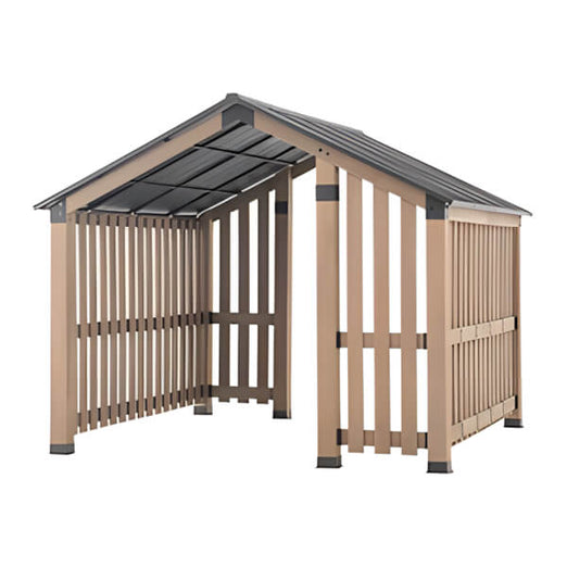 Sunjoy Group SummerCove 11 x 11 Wooden Hot Tub Gazebo with Privacy Screen and Ceiling Hook | A102014100 | Garage Giant